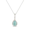 Thumbnail Image 1 of Pear-Shaped Coastal Blue Apatite & Round-Cut Diamond Necklace 1/15 ct tw Sterling Silver 18”