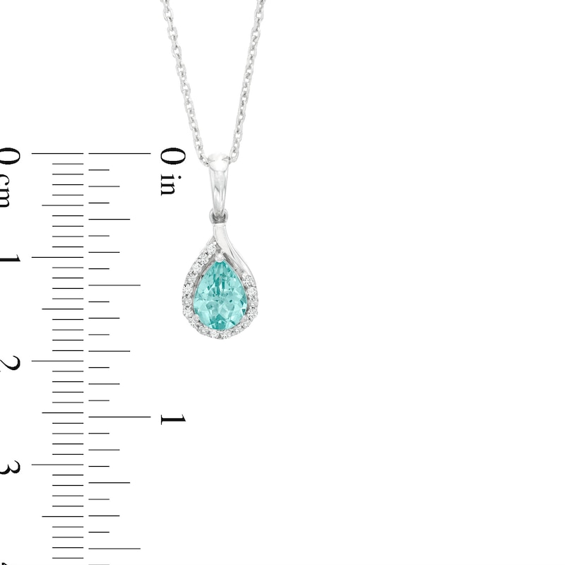 Main Image 3 of Pear-Shaped Coastal Blue Apatite & Round-Cut Diamond Necklace 1/15 ct tw Sterling Silver 18”