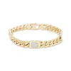 Thumbnail Image 1 of Men's Diamond Dollar Sign Solid Cuban Curb Chain Bracelet 3/8 ct tw 10K Yellow Gold 8.5&quot;