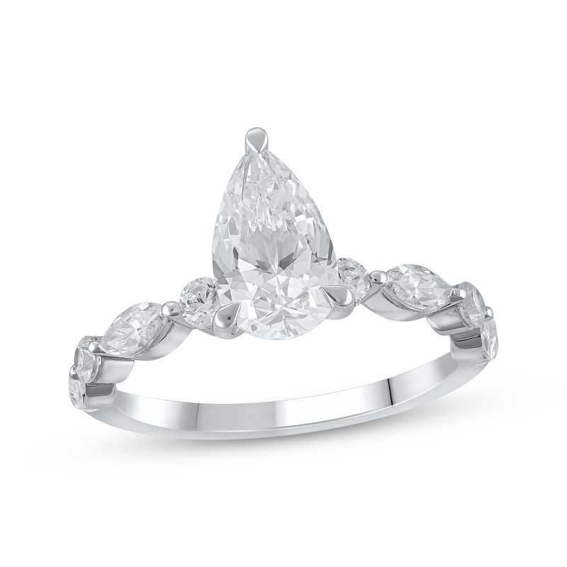 1.50 ctw 14K Pear Shaped Lab Grown Diamond Three Stone Engagement Ring