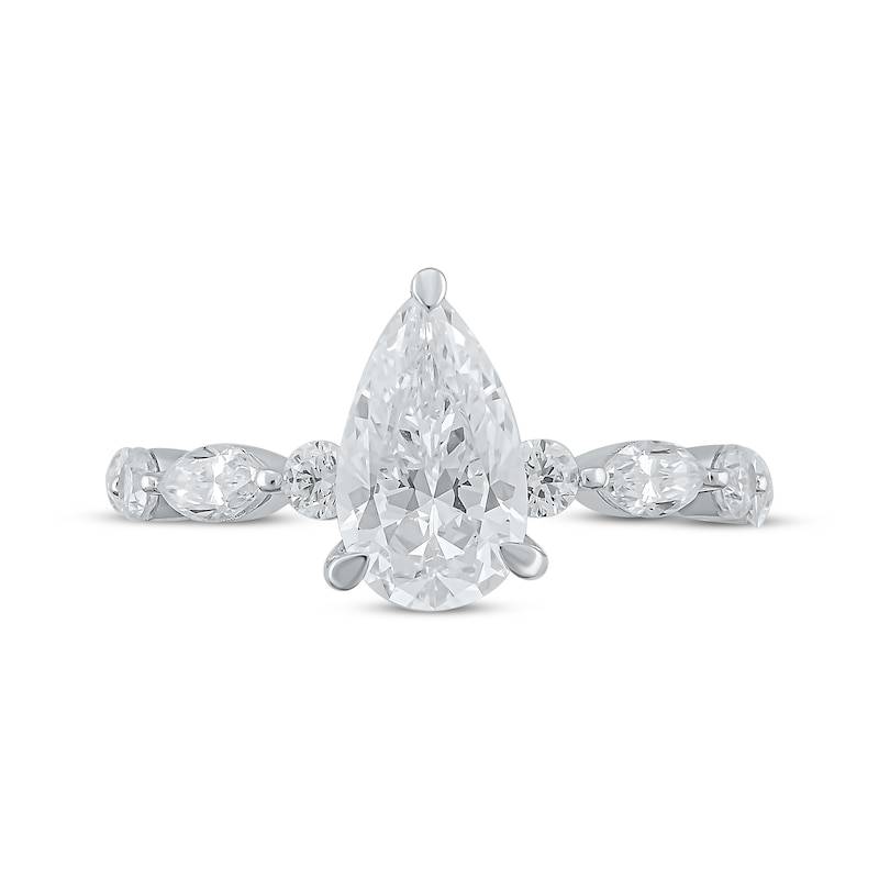 0.75 - 1.50 CTW 14K Prong Setting Pear Shaped Lab Grown Diamond Engagement Ring - Kylie 14K White Gold / 1.50 CTW