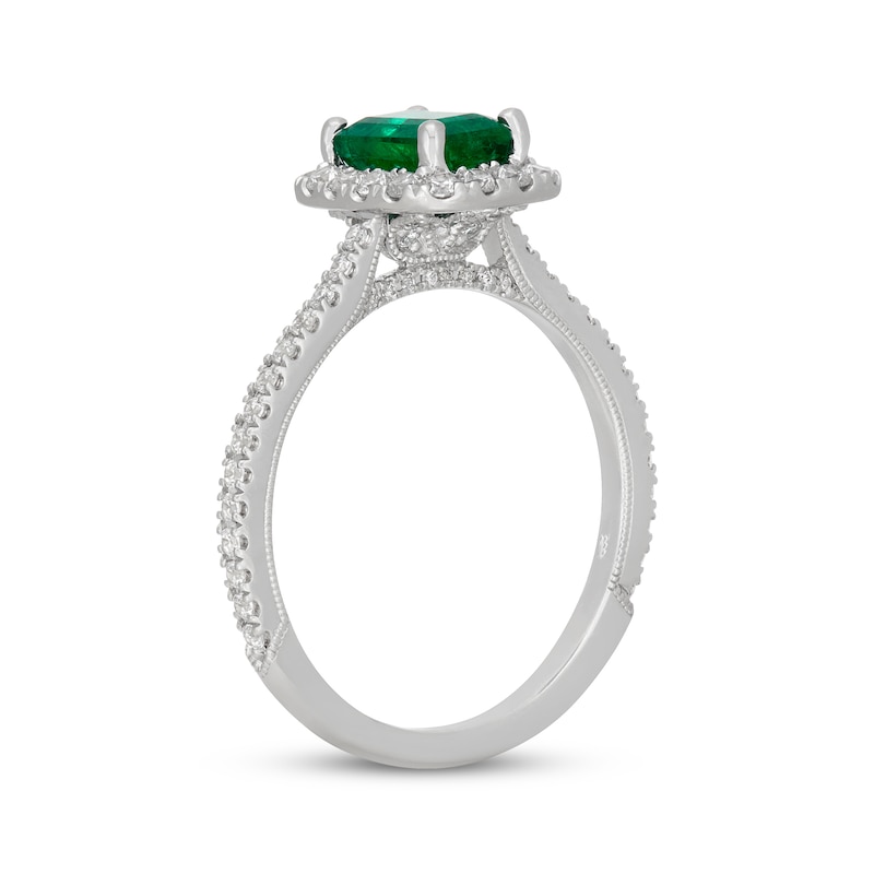 Neil Lane Emerald-Cut Natural Emerald & Diamond Engagement Ring 1/2 ct tw 14K White Gold