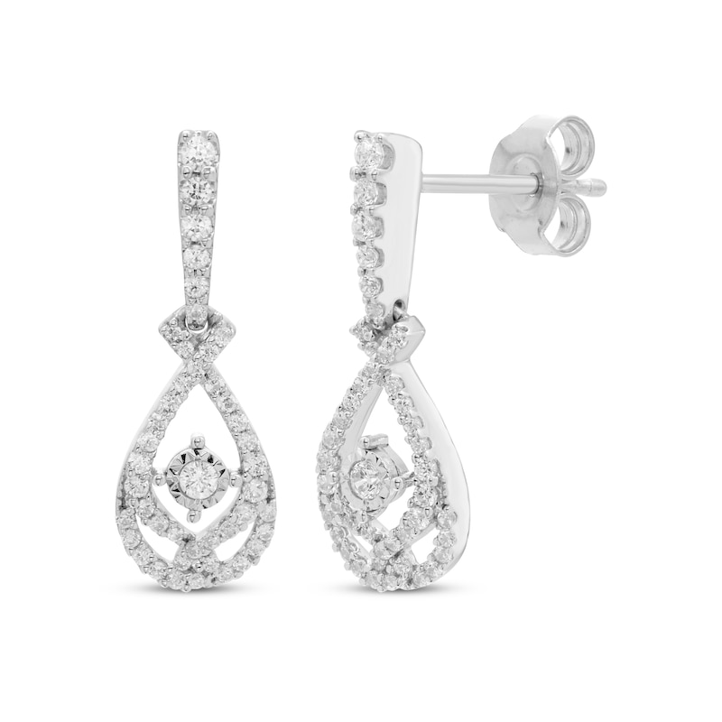 Main Image 1 of Love Entwined Diamond Drop Earrings 1/4 ct tw 10K White Gold