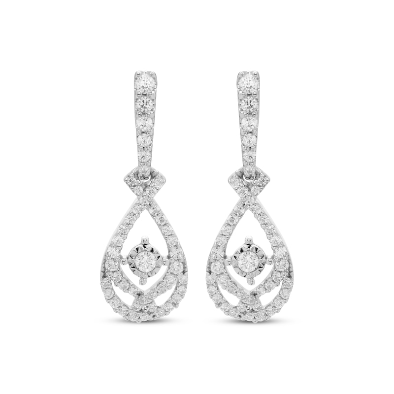 Main Image 2 of Love Entwined Diamond Drop Earrings 1/4 ct tw 10K White Gold