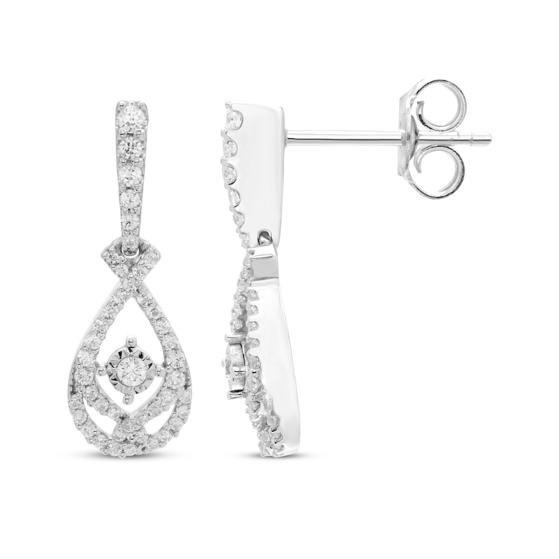Main Image 3 of Love Entwined Diamond Drop Earrings 1/4 ct tw 10K White Gold