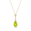 Thumbnail Image 0 of Pear-Shaped Peridot & Diamond Drop Necklace 1/10 ct tw 10K Yellow Gold 18"
