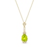 Thumbnail Image 1 of Pear-Shaped Peridot & Diamond Drop Necklace 1/10 ct tw 10K Yellow Gold 18&quot;