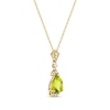 Thumbnail Image 1 of Pear-Shaped Peridot & Diamond Drop Necklace 1/10 ct tw 10K Yellow Gold 18"