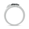 Thumbnail Image 1 of Black & White Diamond Dog Paw Print Heart Ring 1/20 ct tw Sterling Silver
