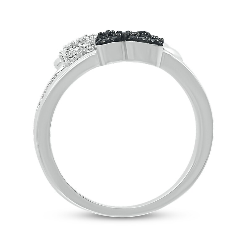 Main Image 2 of Black & White Diamond Dog Paw Print Heart Ring 1/20 ct tw Sterling Silver