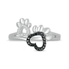 Thumbnail Image 2 of Black & White Diamond Dog Paw Print Heart Ring 1/20 ct tw Sterling Silver