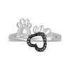 Thumbnail Image 3 of Black & White Diamond Dog Paw Print Heart Ring 1/20 ct tw Sterling Silver