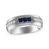 Thumbnail Image 1 of Now + Forever Men's Square-Cut Blue Sapphire & Diamond Wedding Band 1/5 ct tw 10K White Gold