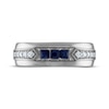 Thumbnail Image 3 of Now + Forever Men's Square-Cut Blue Sapphire & Diamond Wedding Band 1/5 ct tw 10K White Gold