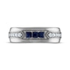 Thumbnail Image 2 of Men's Square-Cut Blue Sapphire & Diamond Wedding Band 1/5 ct tw 10K White Gold