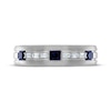 Thumbnail Image 3 of Now + Forever Men's Square-Cut Blue Sapphire & Baguette-Cut Diamond Wedding Band 1/8 ct tw 10K White Gold
