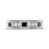 Thumbnail Image 2 of Men's Square-Cut Blue Sapphire & Baguette-Cut Diamond Wedding Band 1/8 ct tw 10K White Gold