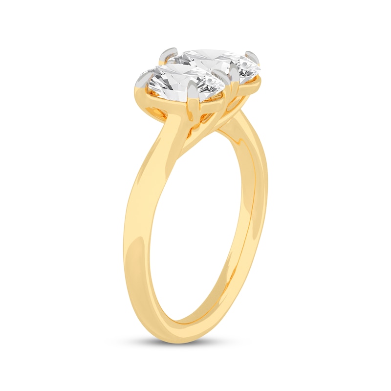 Main Image 2 of Toi et Moi Pear-Shaped & Oval-Cut Lab-Grown Diamond Engagement ring 2 ct tw in 14K Yellow Gold