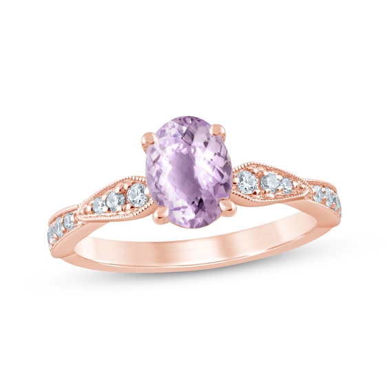 Now + Forever Oval-Cut Amethyst & Diamond Engagement Ring 1/5 ct tw 14K Rose Gold