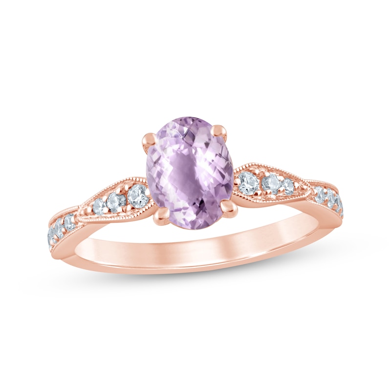 Oval-Cut Amethyst & Diamond Engagement Ring 1/5 ct tw 14K Rose Gold | Kay