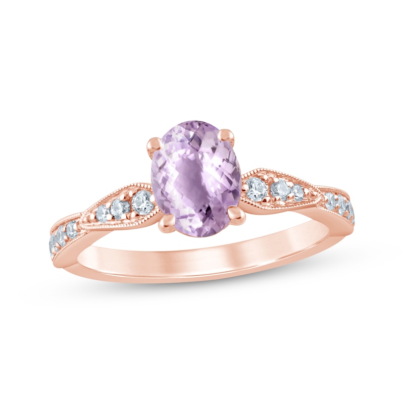 Main Image 1 of Now + Forever Oval-Cut Amethyst & Diamond Engagement Ring 1/5 ct tw 14K Rose Gold