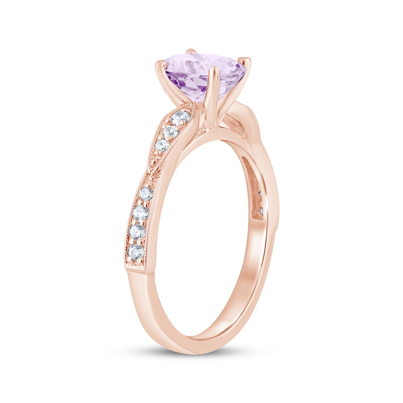 Main Image 2 of Now + Forever Oval-Cut Amethyst & Diamond Engagement Ring 1/5 ct tw 14K Rose Gold