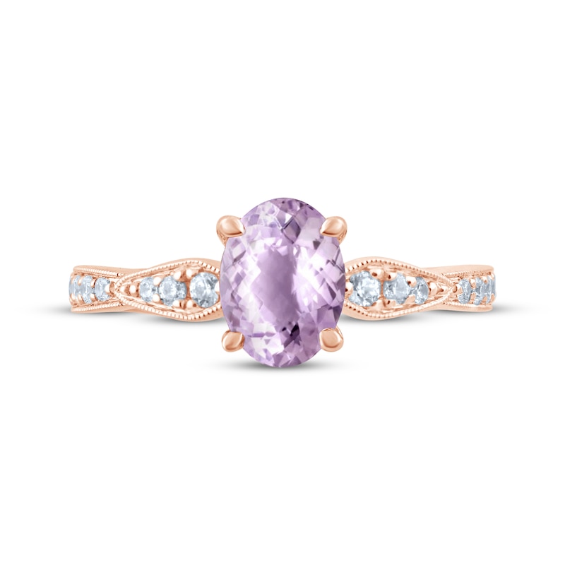 Main Image 3 of Now + Forever Oval-Cut Amethyst & Diamond Engagement Ring 1/5 ct tw 14K Rose Gold