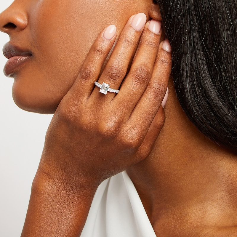 Main Image 4 of Now + Forever Lab-Grown Diamonds Emerald-Cut Engagement Ring 2 ct tw 14K White Gold