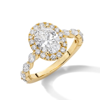 Neil Lane Artistry Oval-Cut Lab-Grown Diamond Engagement Ring 2-1/2 ct tw 14K Yellow Gold