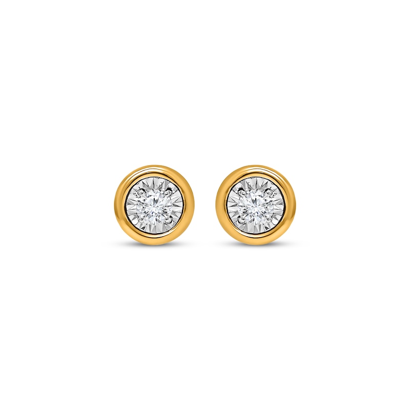 Main Image 2 of Round-Cut Diamond Bezel-Look Solitaire Stud Earrings 1/5 ct tw 10K Yellow Gold (J/I3)