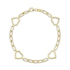 Thumbnail Image 0 of Hollow Textured Heart Outline Link Paperclip Chain Bracelet 10K Yellow Gold 7.5"
