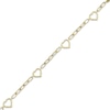 Thumbnail Image 1 of Hollow Textured Heart Outline Link Paperclip Chain Bracelet 10K Yellow Gold 7.5"