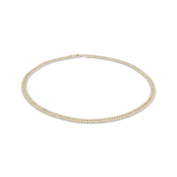 Cuban Curb Chain Necklace Semi-Solid 10K Yellow Gold 18"