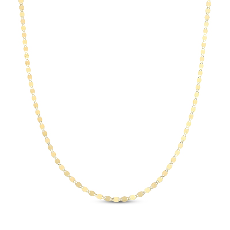 Solid Valentino Mirror Chain Necklace 2.2mm 14K Yellow Gold 20"