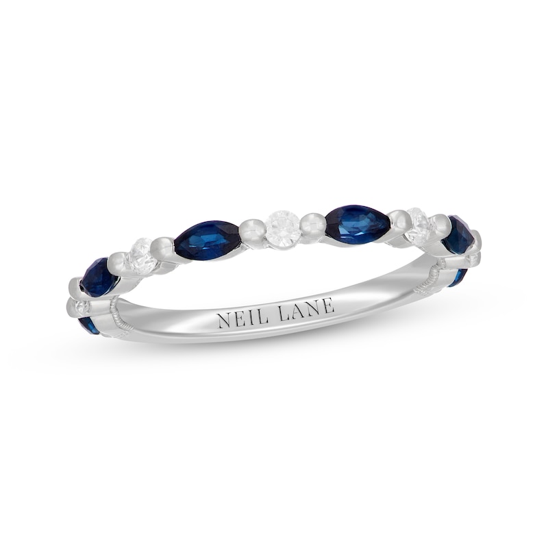 Neil Lane Marquise-Cut Natural Blue Sapphire & Diamond Anniversary Ring 1/6 ct tw 14K White Gold