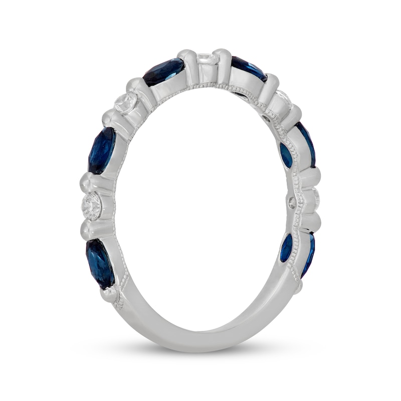 Neil Lane Marquise-Cut Natural Blue Sapphire & Diamond Anniversary Ring 1/6 ct tw 14K White Gold