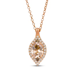 Le Vian Oval-Cut Morganite Arabesque Necklace 1/3 ct tw Diamonds 14K Strawberry Gold 19"
