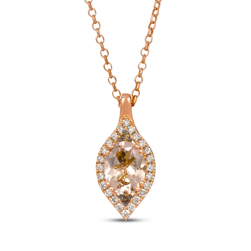Main Image 1 of Le Vian Oval-Cut Morganite Arabesque Necklace 1/3 ct tw Diamonds 14K Strawberry Gold 19&quot;