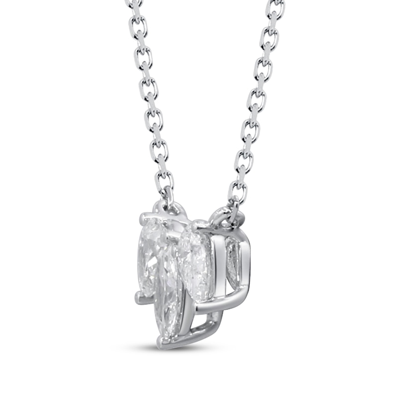 Main Image 2 of Marquise & Pear-Shaped Diamond Three-Stone Necklace 1/3 ct tw 10K White Gold 18&quot;
