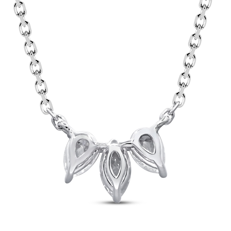 Main Image 3 of Marquise & Pear-Shaped Diamond Three-Stone Necklace 1/3 ct tw 10K White Gold 18&quot;