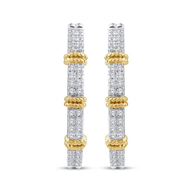 Main Image 2 of Threads of Love Diamond Hoop Earrings 1/3 ct tw 10K Two-Tone Gold