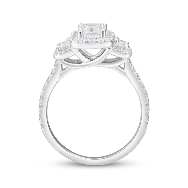 Memories, Moments, Magic Emerald-Cut Lab-Created Diamond Three-Stone Engagement Ring 2 ct tw 14K White Gold