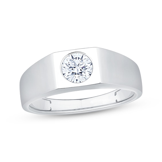 Men's Now + Forever Lab-Grown Diamonds Round-Cut Solitaire Wedding Band 1 ct tw 14K White Gold (F/SI2)