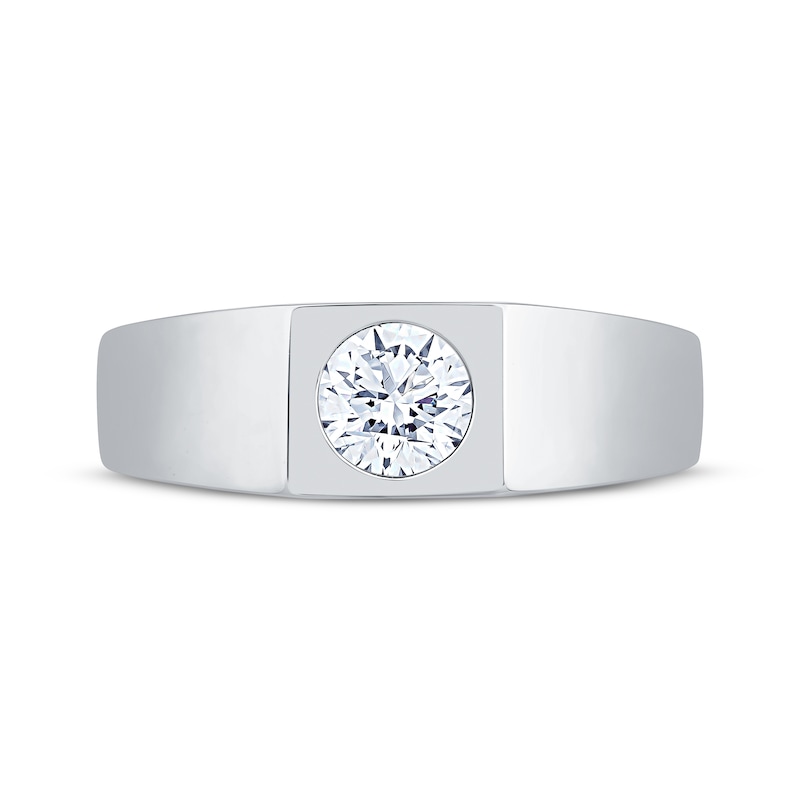Main Image 3 of Men's Now + Forever Lab-Grown Diamonds Round-Cut Solitaire Wedding Band 1 ct tw 14K White Gold (F/SI2)