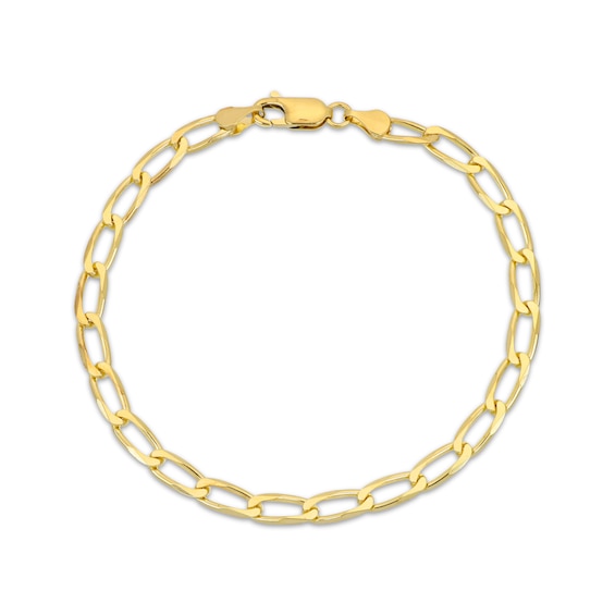 Oval Link Curb Chain Bracelet Solid 10K Yellow Gold 7.5"