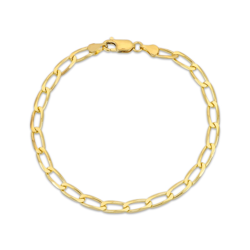 Main Image 1 of Oval Link Curb Chain Bracelet Solid 10K Yellow Gold 7.5"