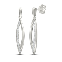 Diamond Marquise Dangle Earrings 1/6 ct tw Sterling Silver