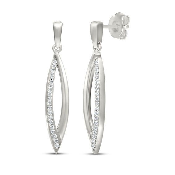 Diamond Marquise Dangle Earrings 1/6 ct tw Sterling Silver
