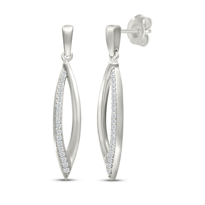 Main Image 1 of Diamond Marquise Dangle Earrings 1/6 ct tw Sterling Silver