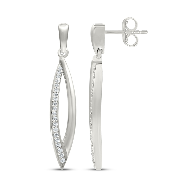 Main Image 3 of Diamond Marquise Dangle Earrings 1/6 ct tw Sterling Silver
